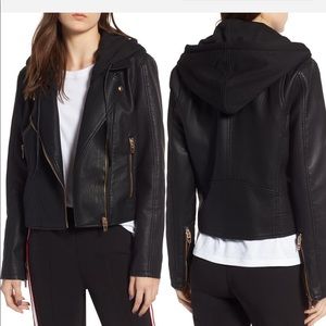Blanknyc leather jacket. Detachable hood. Never worn! Perfect condition.